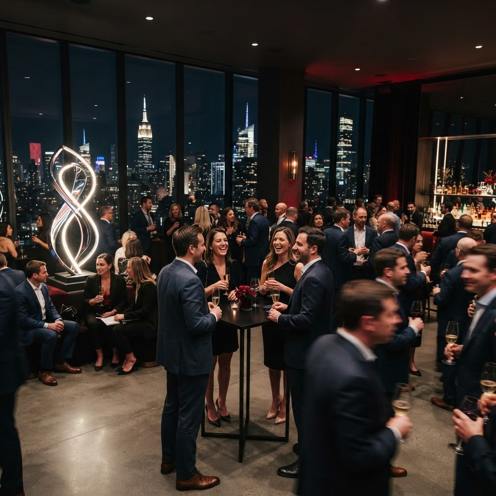 Business leaders networking at a New York AI summit