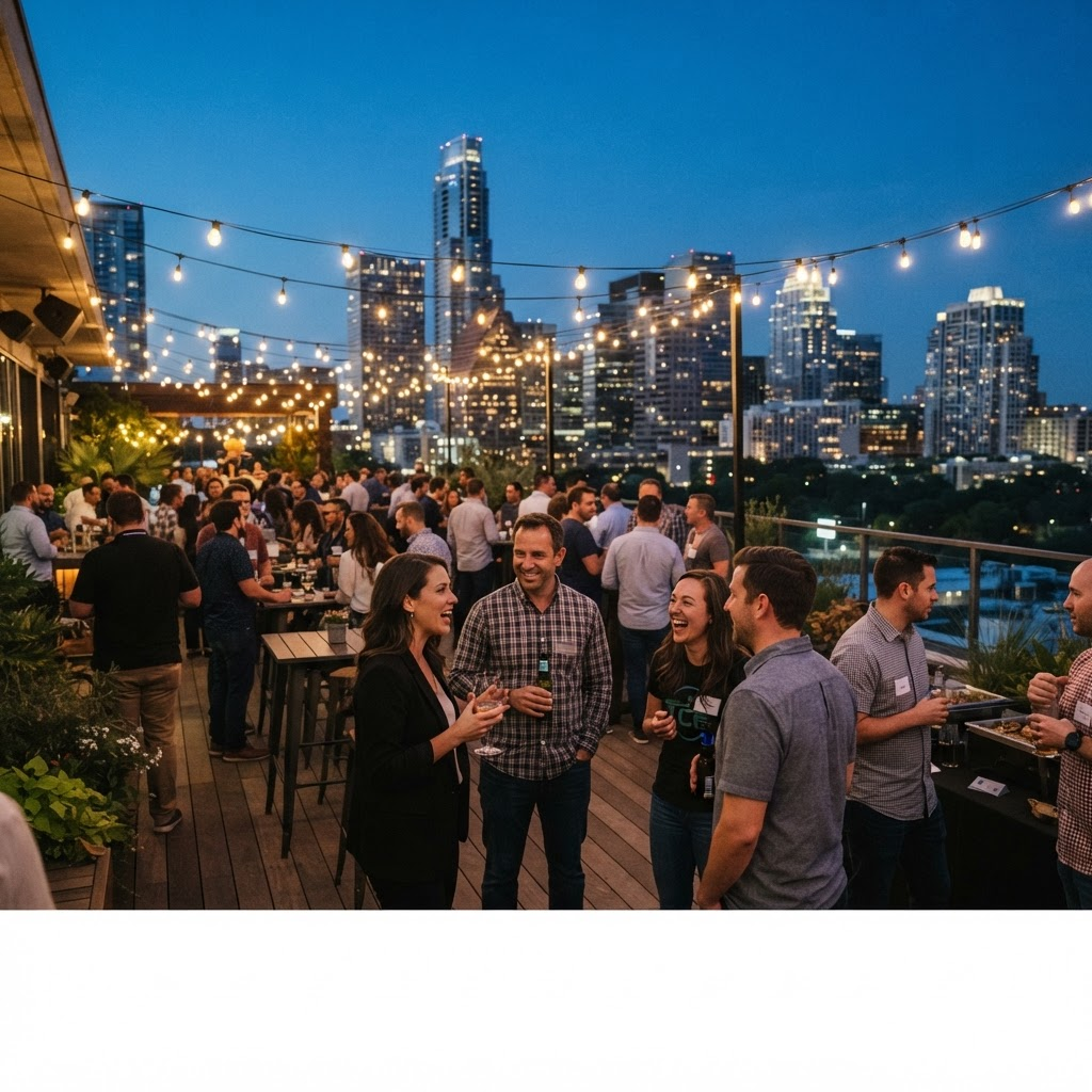 Founders and engineers meeting at an Austin technology event