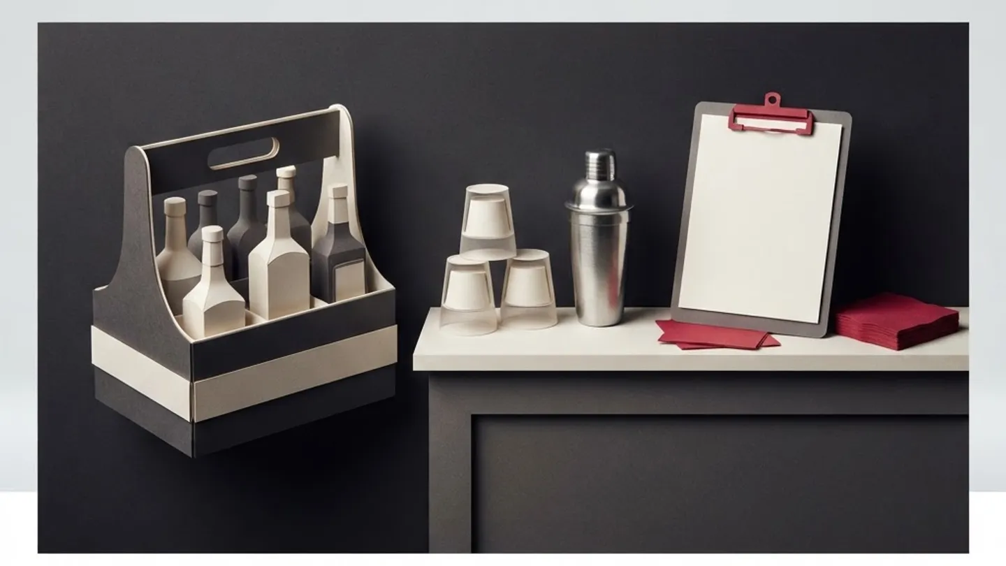 Illustration of host-owned bottles beside a portable event bar and responsibility checklist