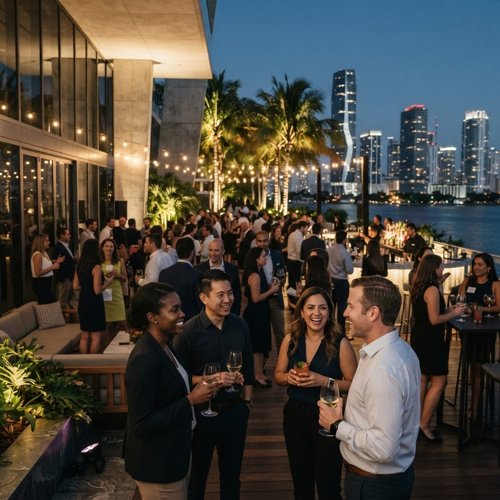 Technology leaders networking at a Miami AI summit